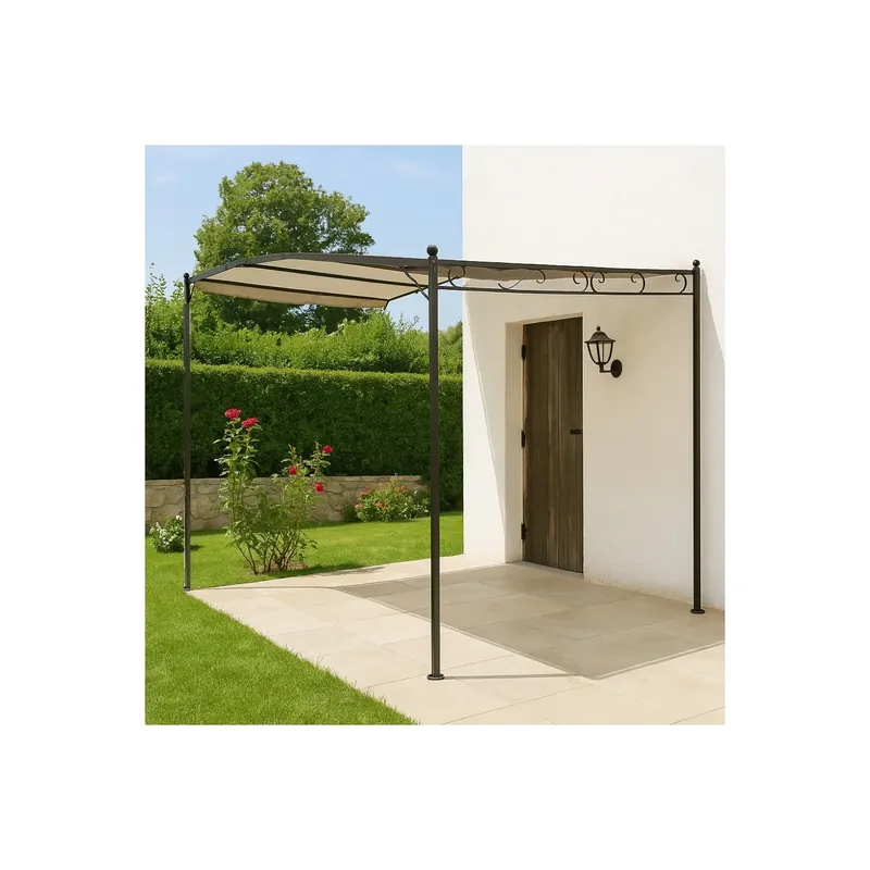 Meest Verkocht Gazebo Pergola 3,5x2,5 metri antracite con telo in poliestere Avorio