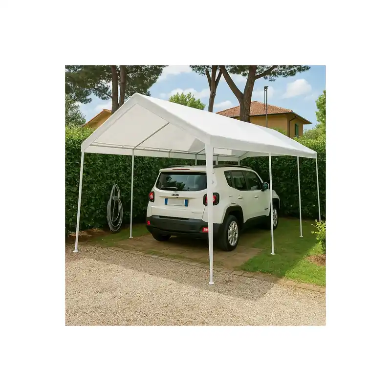 Gecertificeerd Gazebo per auto 3x6 metri con Telo in poliestere BIANCO 140 gr