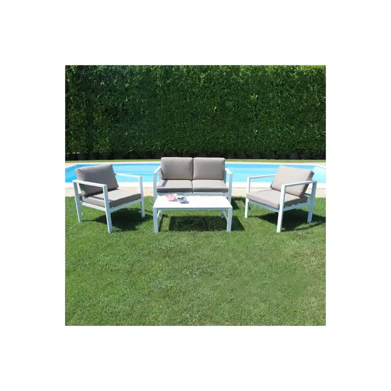 Laatste Kans Salotto da giardino completo di poltrone e tavolino Avana - Bianco
