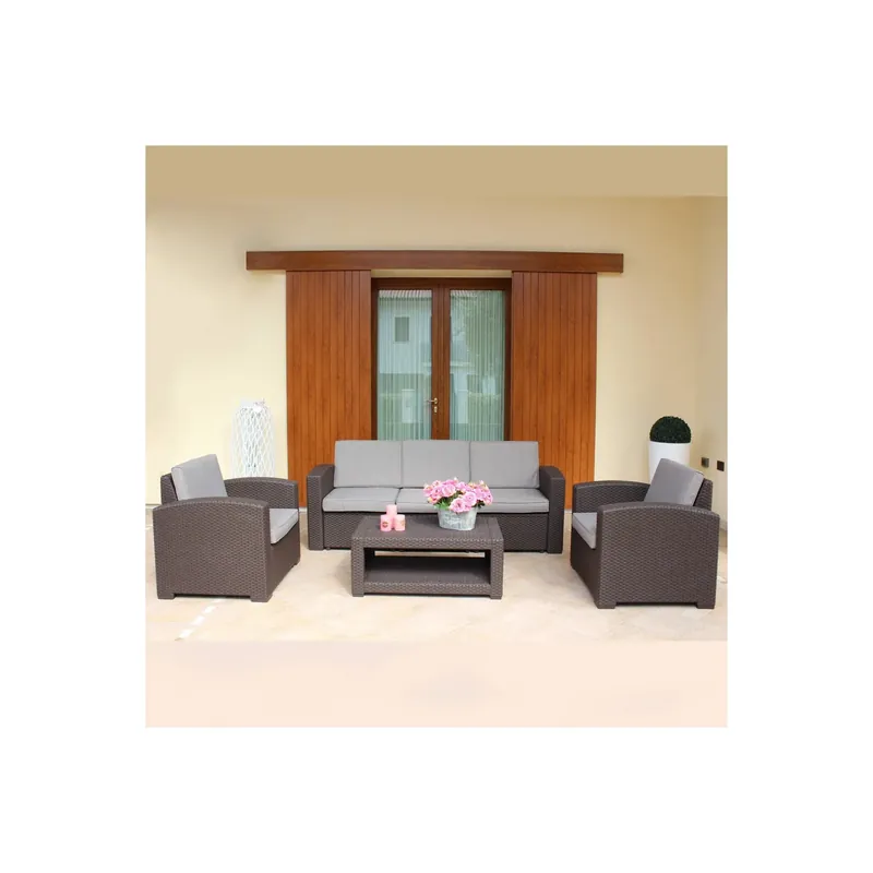 Salotto completo di poltrone smontabile con cuscini Mauritius - Marrone Flitsaanbieding