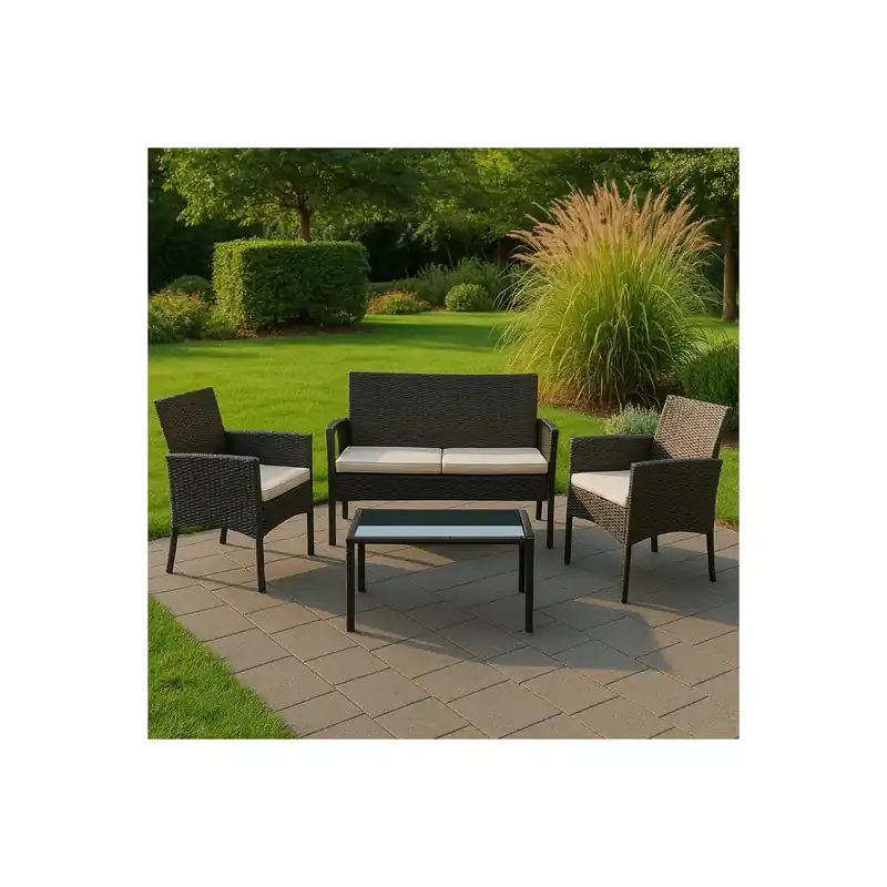 Salotto completo in wicker con cuscini sfoderabili - Caracas Voordeelprijs
