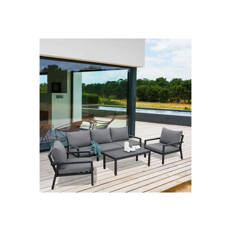 Flitsaanbieding Salotto da giardino con poltrone e tavolino Santo Domingo - Antracite