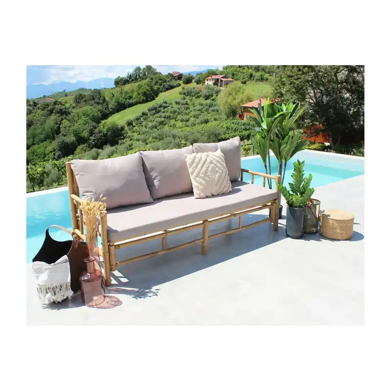 Op = Op Divano in bamboo da esterno 3 posti 180x70cm Margarita