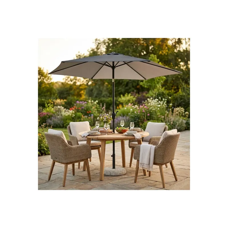 Snelle Levering Ombrellone tondo 3 mt grigio da giardino con palo centrale bianco - Poly Eco