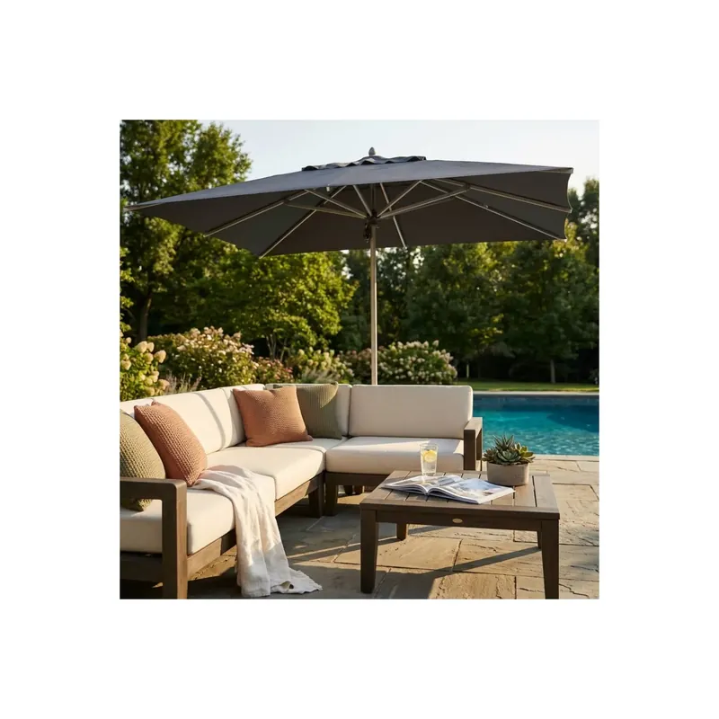 Koopje Ombrellone con palo centrale 3x4 mt color grigio scuro - Cristal