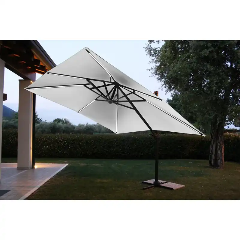 Ombrellone con Led 3x4 mt Pitagora Antracite Telo Grigio Direct Beschikbaar