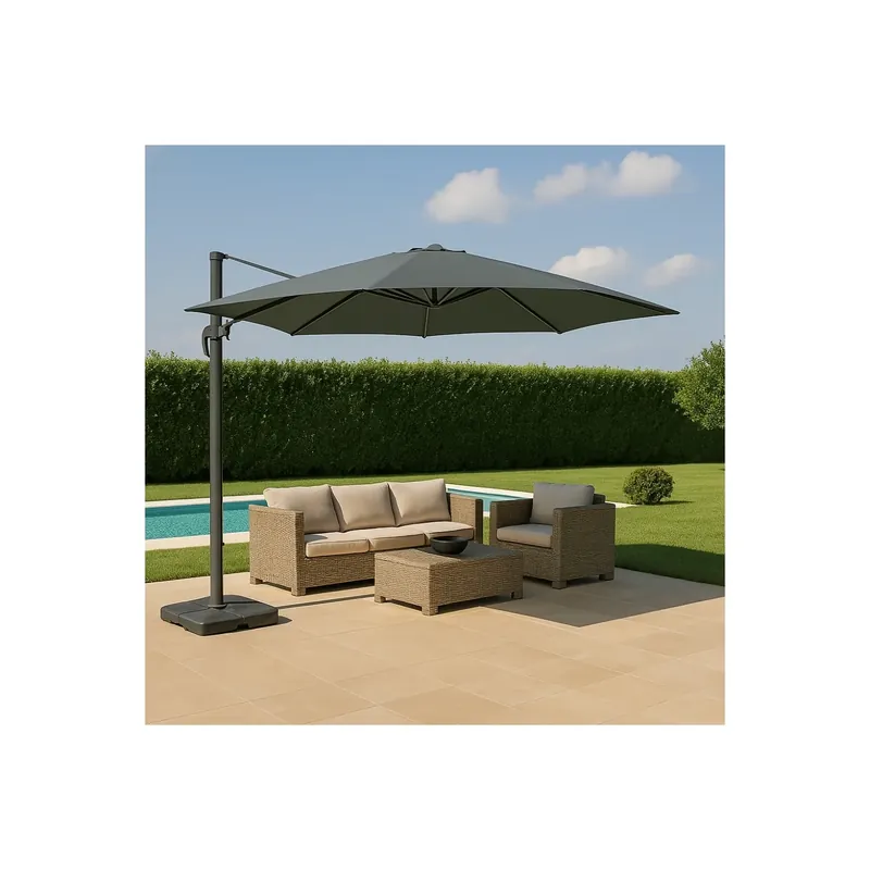 Ombrellone da giardino 3x3 mt con palo laterale Grigio - Nettuno Lux Snelle Levering