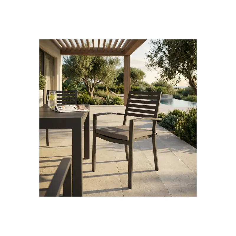 Poltrona da giardino in alluminio con cuscino Formentera - Taupe Bestseller