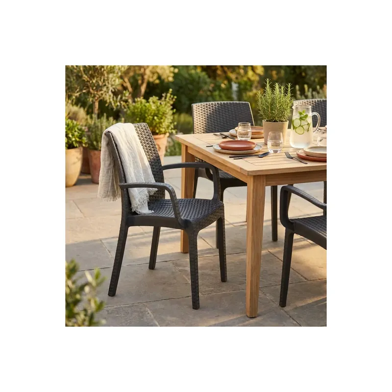 Shop Nu Sedia da giardino con braccioli in wicker Taupe Indiana