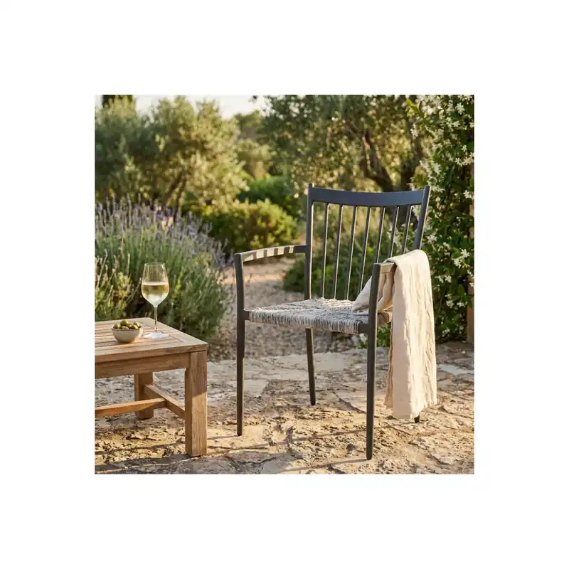 Koop Online Sedia da giardino in alluminio antracite e seduta in POLYRATTAN grigio mélange Impilabile - Martinica