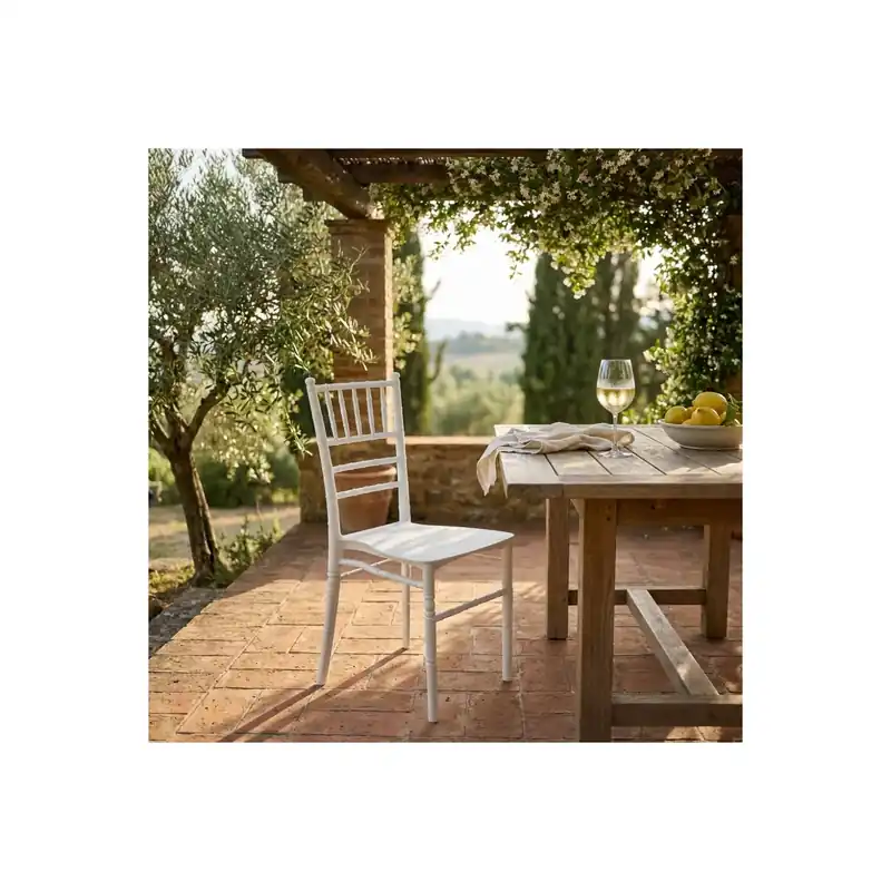 Sedia bianca in polipropilene Impilabile da giardino 40x39x92 h Nelly Dagaanbieding