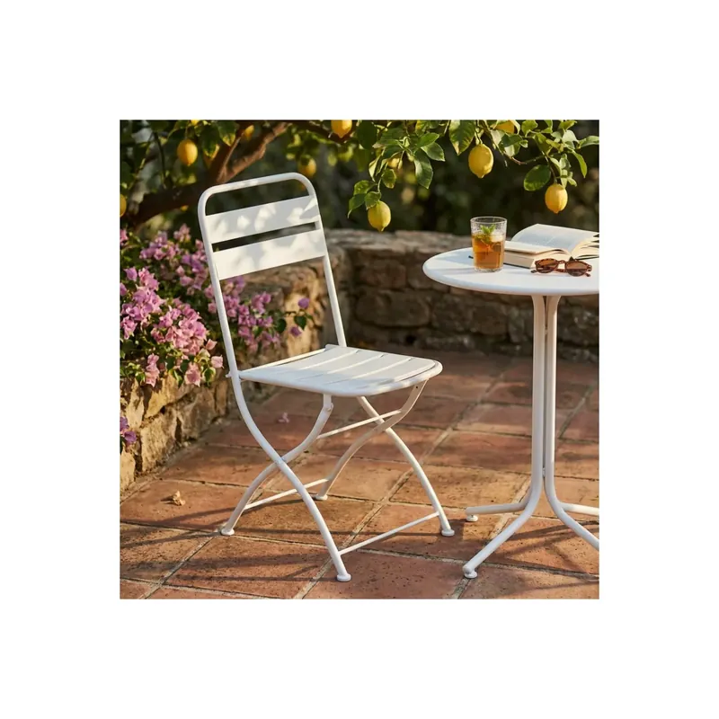 Direct Verzonden Sedia pieghevole da giardino in metallo bianca Bristol