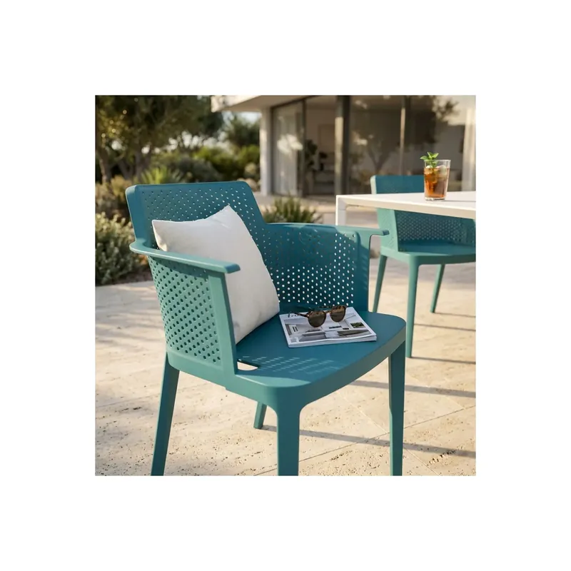 Weekendaanbieding Poltrona da giardino impilabile in polipropilene Verde Petrolio Cathy
