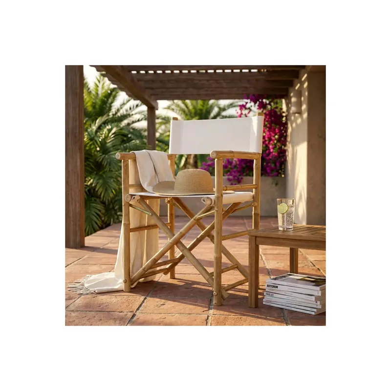Sedia in bamboo modello regista bianca 60x44x88cm - Mojito Direct Beschikbaar