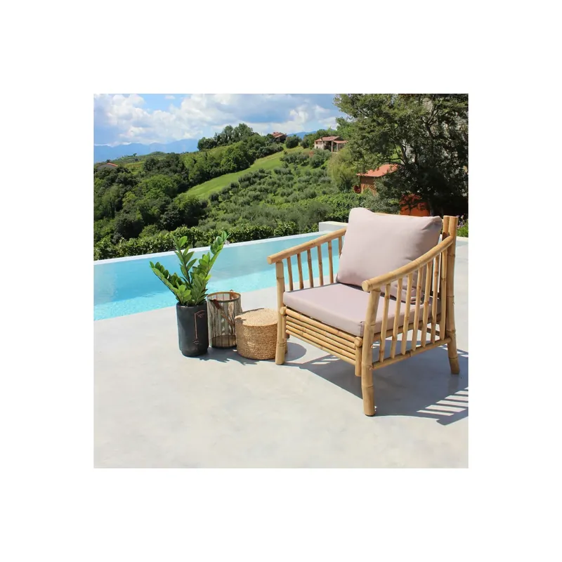 Poltrona in bamboo con cuscino 78x67cm - Bronx Tijdelijk Beschikbaar