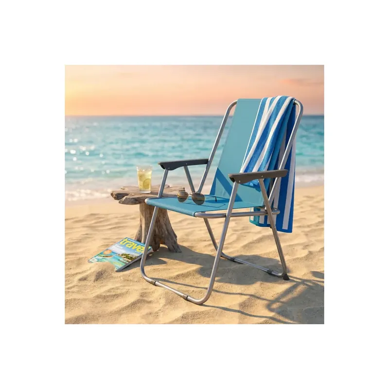 Sedia sdraio pieghevole azzurra 52x37x74cm in metallo Gecertificeerd