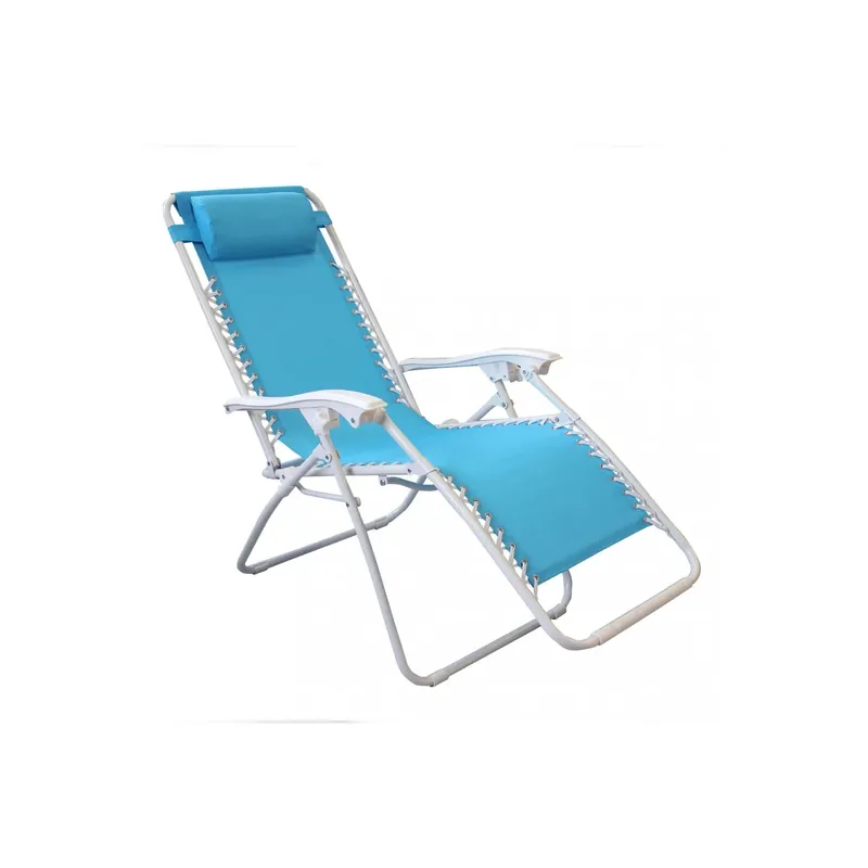 Sdraio Comfort Con Struttura Bianca E Textilene Azzurro 88x65x110cm Hoge Kwaliteit