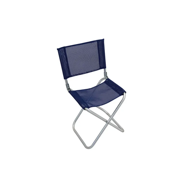 Hete Deal Sgabello Alluminio C/Schienale Textilene Pieghevole Blu 41x38x75cm