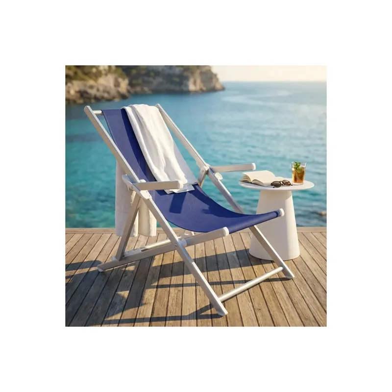 Direct Beschikbaar Sdraio Mare Textilene C/Braccioli Pieghevole Blu 98x67.5x106cm