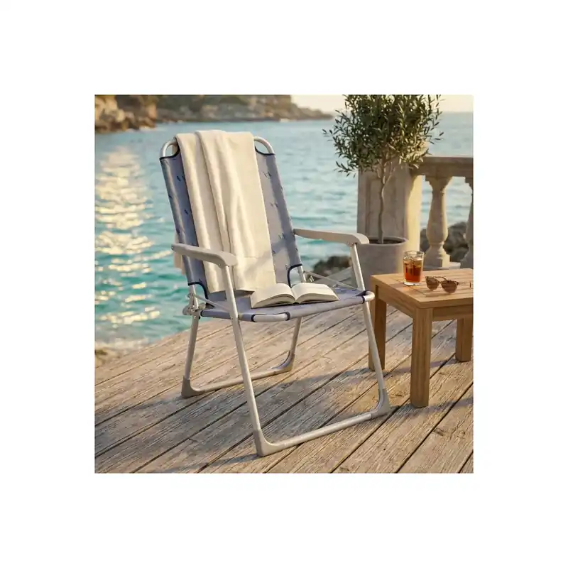 Direct Verzonden Sedia sdraio pieghevole azzurra 52x55x89cm in metallo