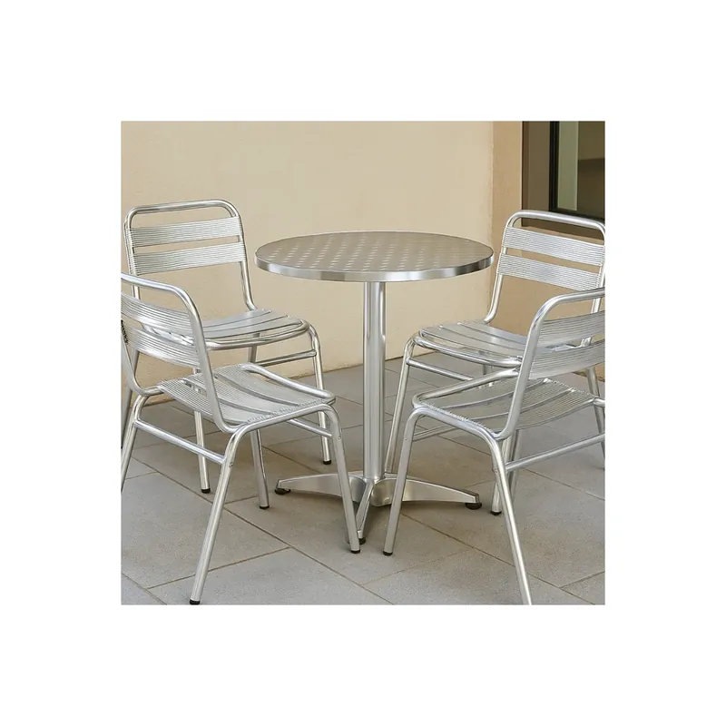 Uitverkoop Tavolino tondo con piano in acciaio diametro 70cm idrorepellente - Grigio