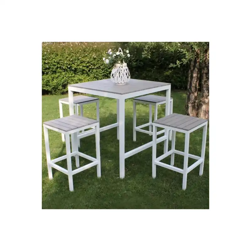 Premium Set tavolo alto e sgabelli Bar Sirio - Bianco
