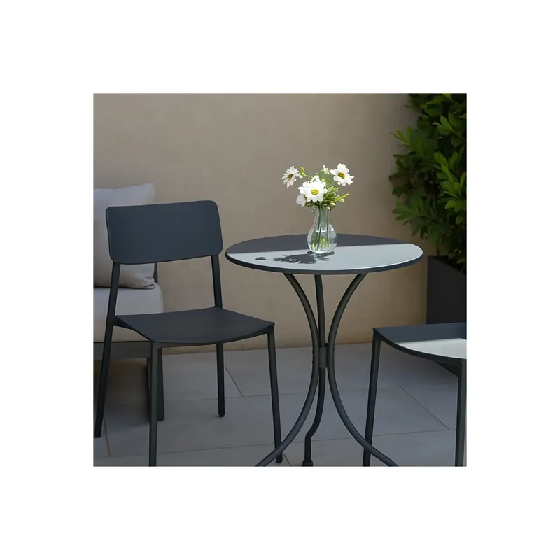 Tavolo tondo in metallo diametro 60 cm Antracite - Bristol Snelle Levering