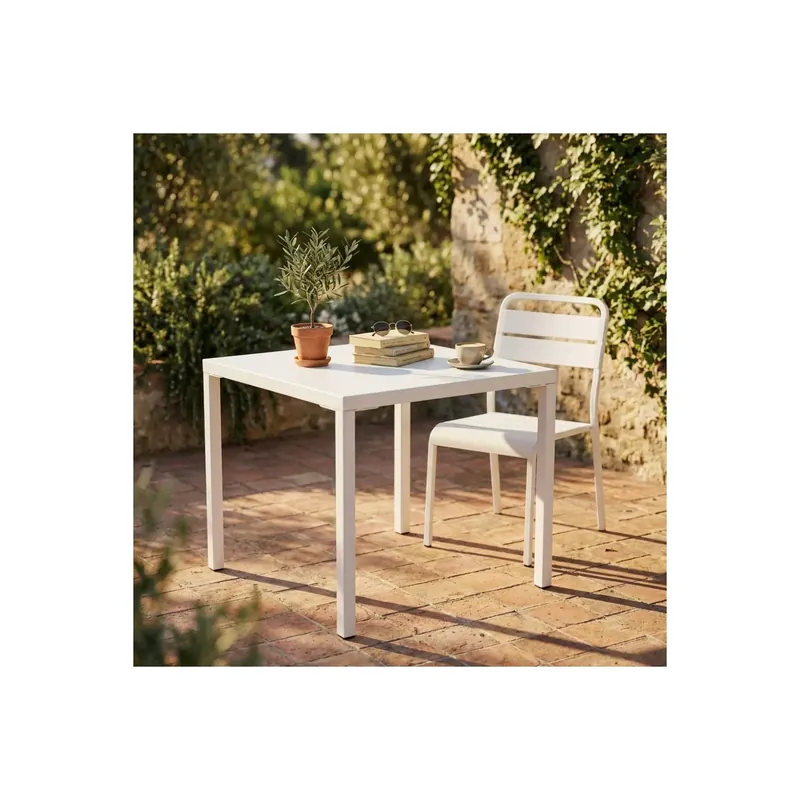 Voordeelprijs Tavolo da esterno impilabile 80x80 - Bianco Manchester