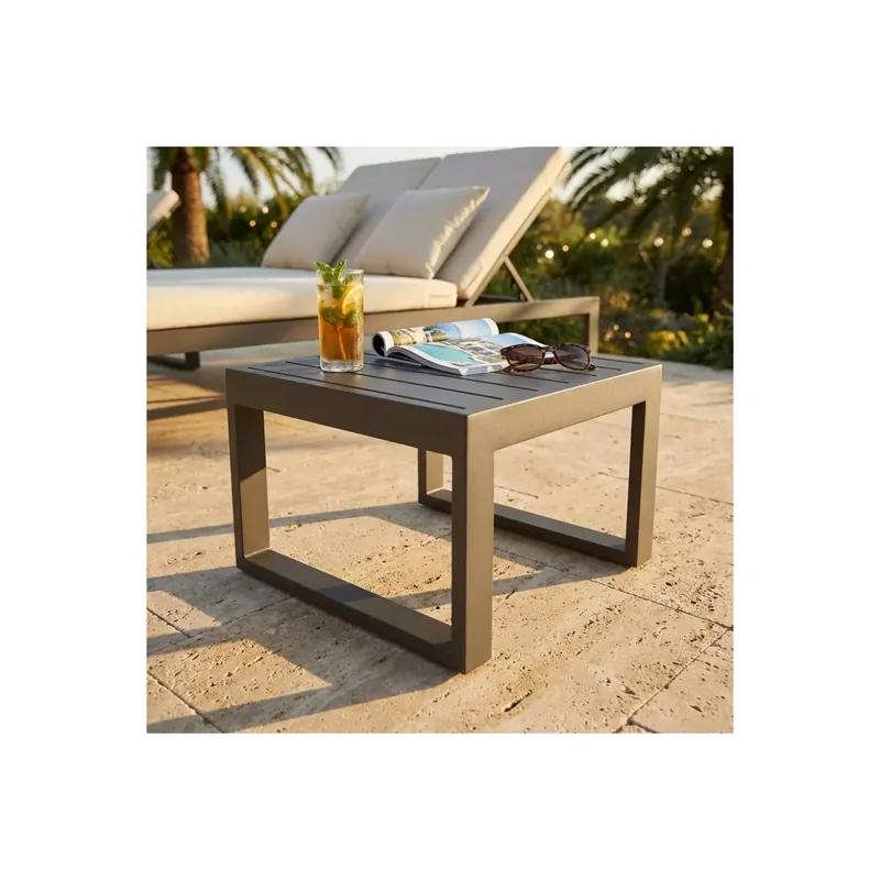 Fabrieksprijs Tavolino in alluminio da esterno taupe 45x45 - Cuba