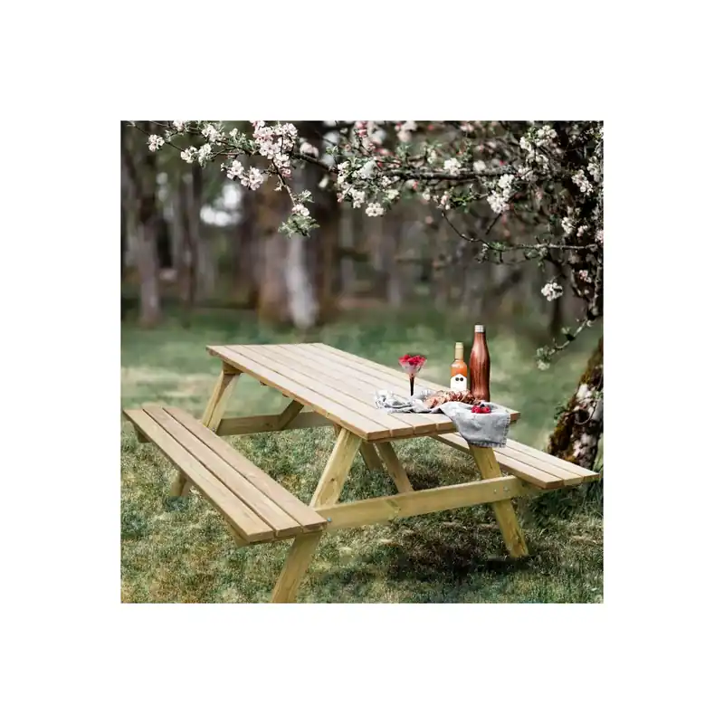 Snelle Levering Tavolo da campeggio con sedute pic nic 180x160x71 - Marrone