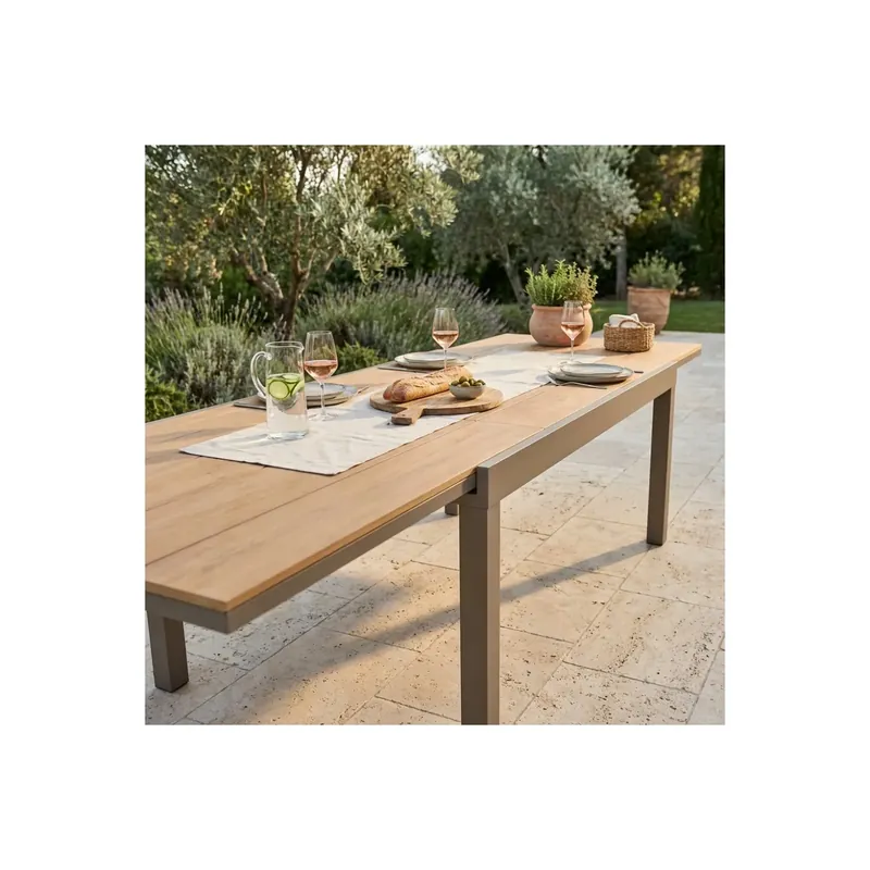 Tavolo da pranzo allungabile con ripiano in polywood 200/300x95 - Taupe Cayman Betaalbaar