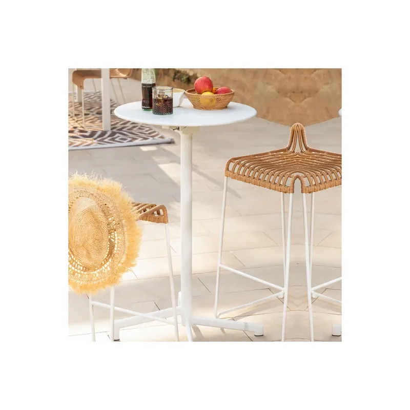 Tavolo da bar rotondo Ø60 cm pieghevole alto 102 cm Bianco - Vega Seizoensaanbieding