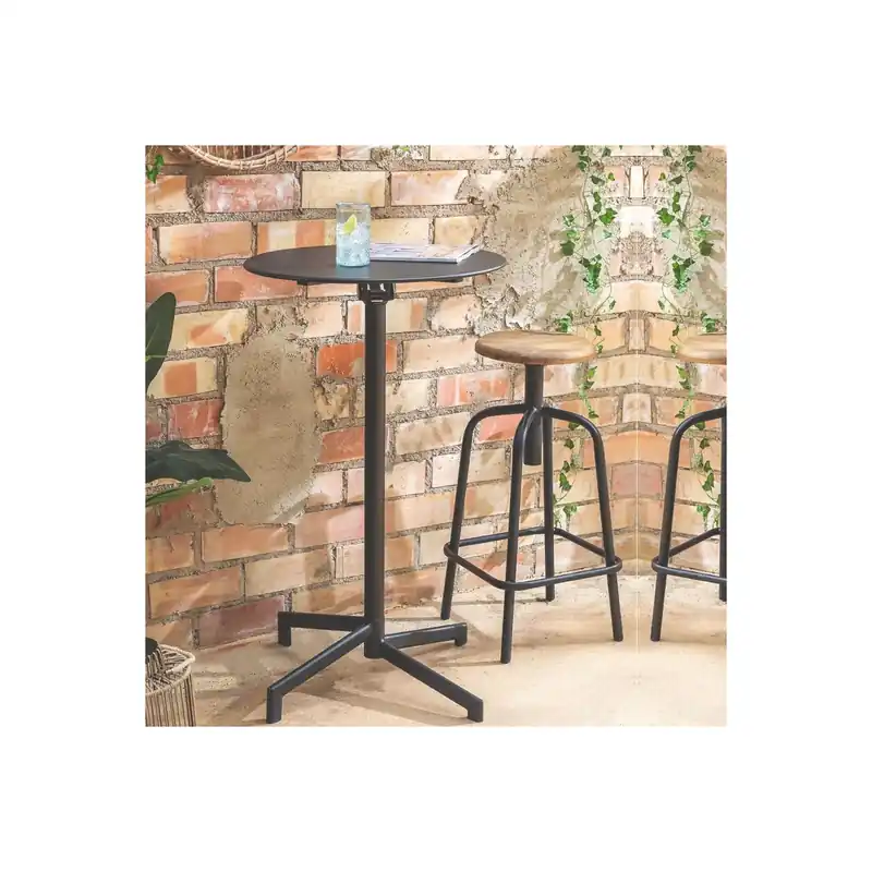 Tavolo da bar rotondo Ø60 cm pieghevole alto 102 cm Grigio Scuro - Vega Shop Nu