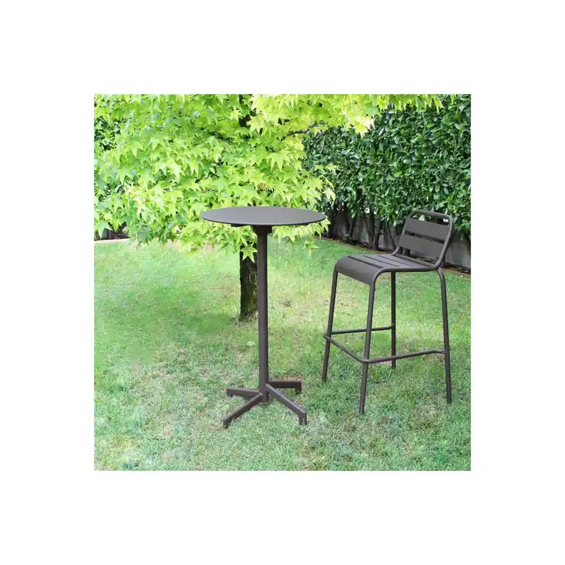 Tavolo da bar rotondo Ø60 cm pieghevole alto 102 cm Taupe - Vega Actieprijs