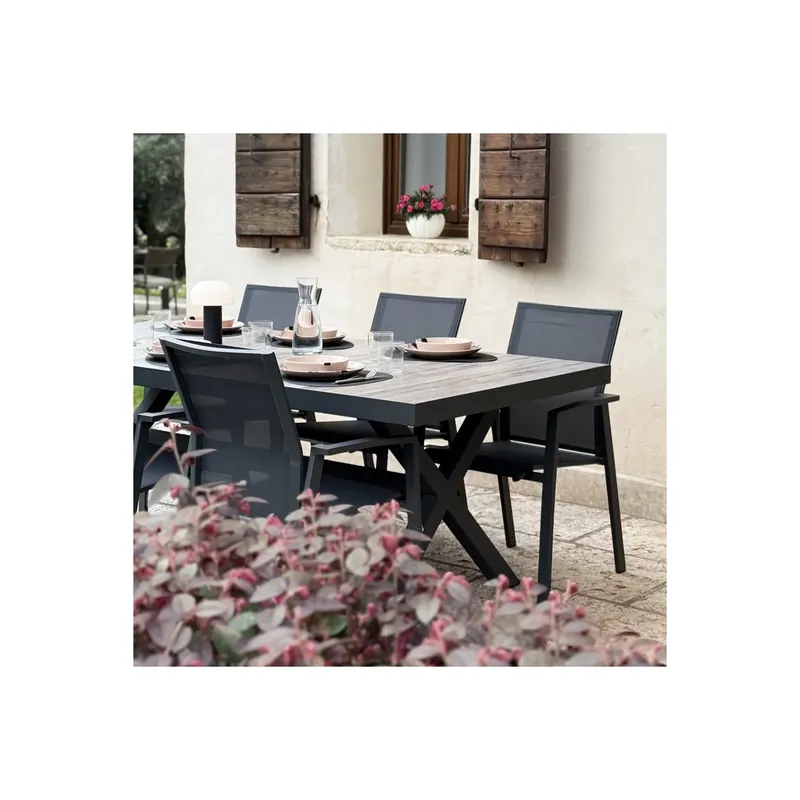 Finale Uitverkoop Tavolo da pranzo con piano in ceramica 200x100 - Antracite Mackay