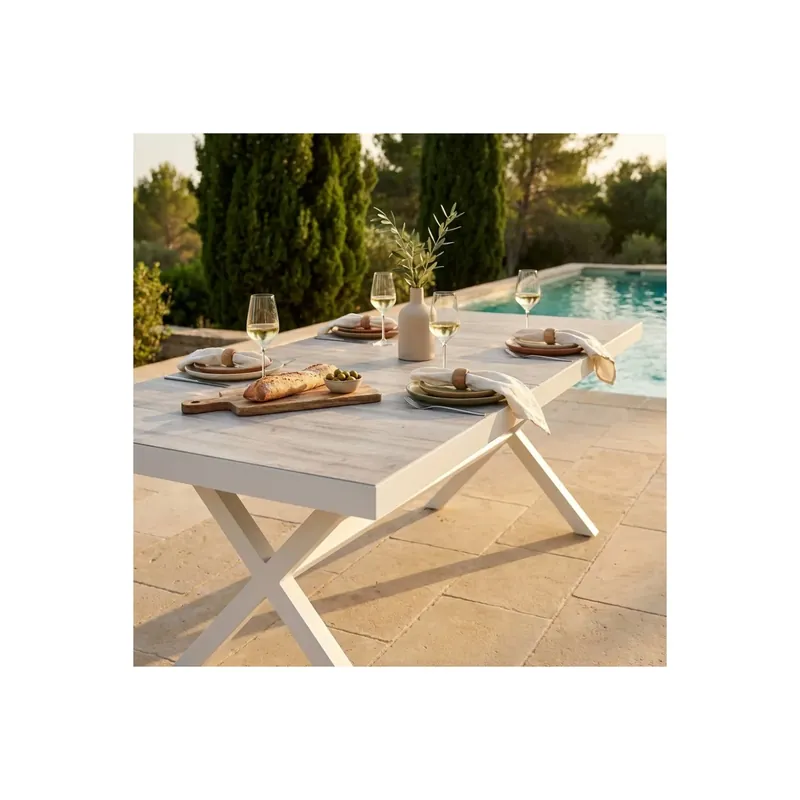 Tavolo da pranzo allungabile 200/260x100 cm Bianco Djerba Favoriet
