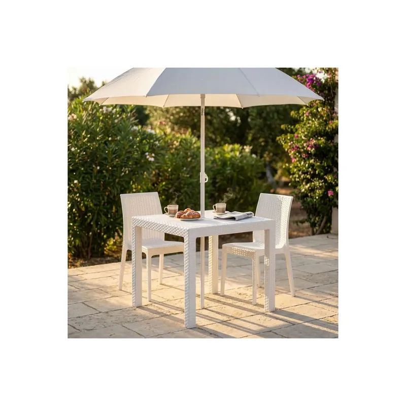 Meest Verkocht Tavolo 80x80cm con foro ombrellone Bianco - Dallas