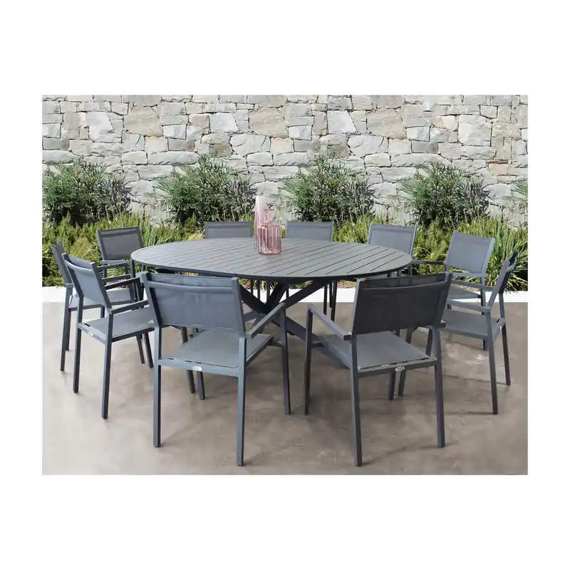 Veilige Betaling Tavolo da esterno Rotondo Allungabile 150/200x150 - Antracite Camelot
