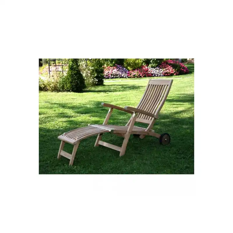 Lettino prendisole in legno con ruote STEAMER Direct Verzonden
