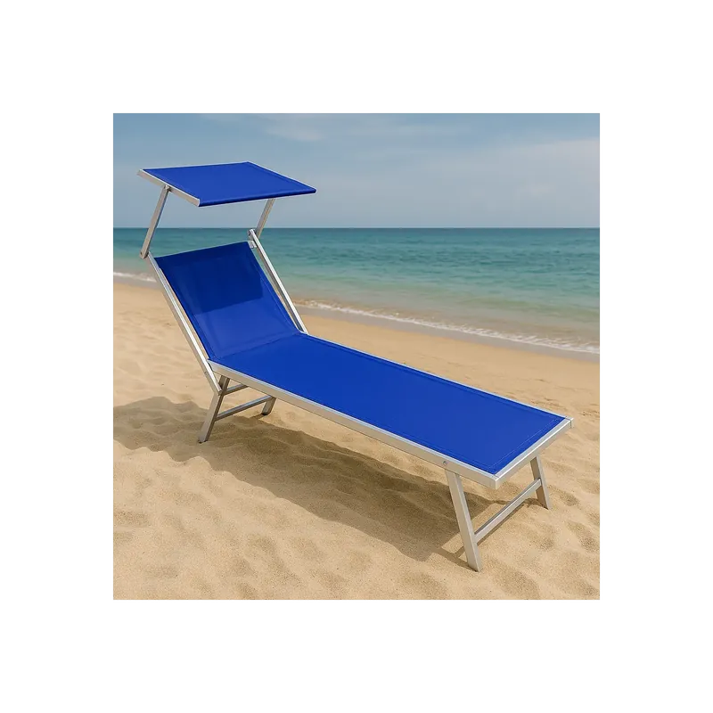 Lettino prendisole 181x61 cm Blu Alluminio - BARI Favoriet