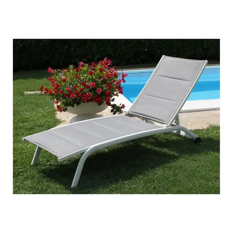 Lettino prendisole Grigio-Bianco Alluminio ITACA Impilabile Bestseller