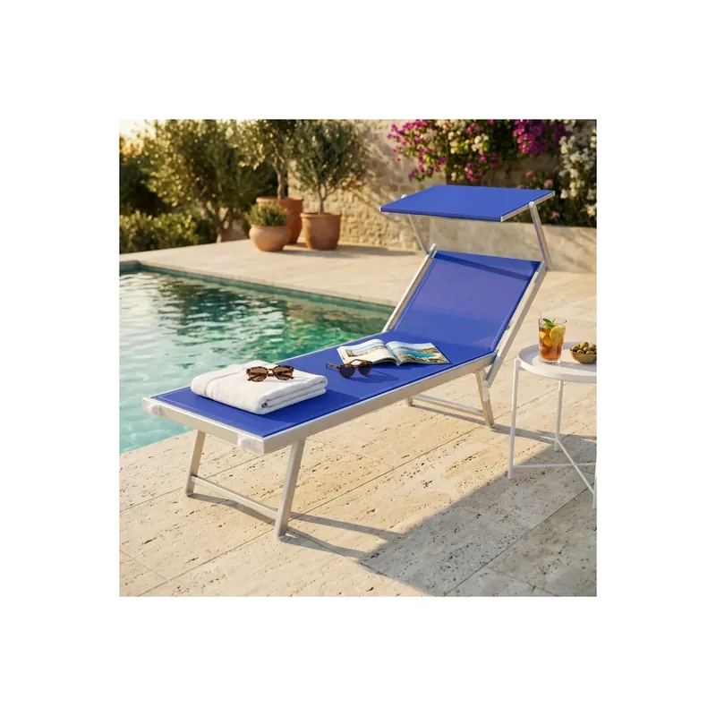 Lettino prendisole Blu Alluminio JESOLO Gereduceerde Prijs