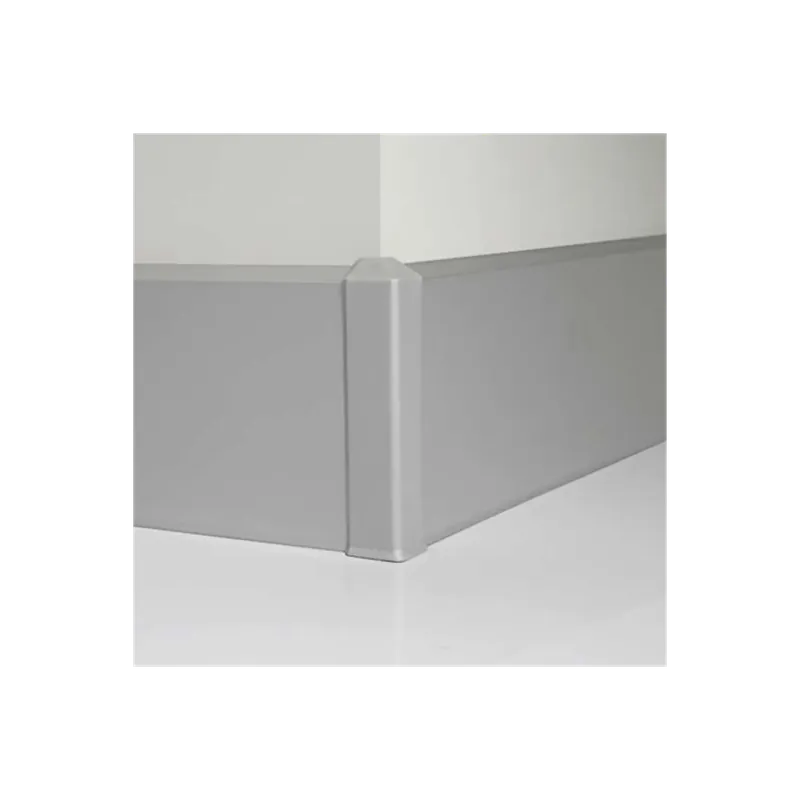 Angolo esterno in PVC argento per battiscopa Metal Line 95 Nieuw