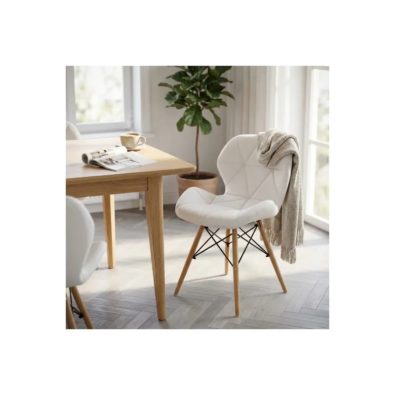 Beste Prijs Sedia moderna bianca con gambe in legno rivestita in PU - Annapolis