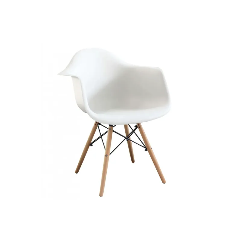 Lage Prijs Sedia a poltroncina moderna con gambe in legno bianca - Moritz