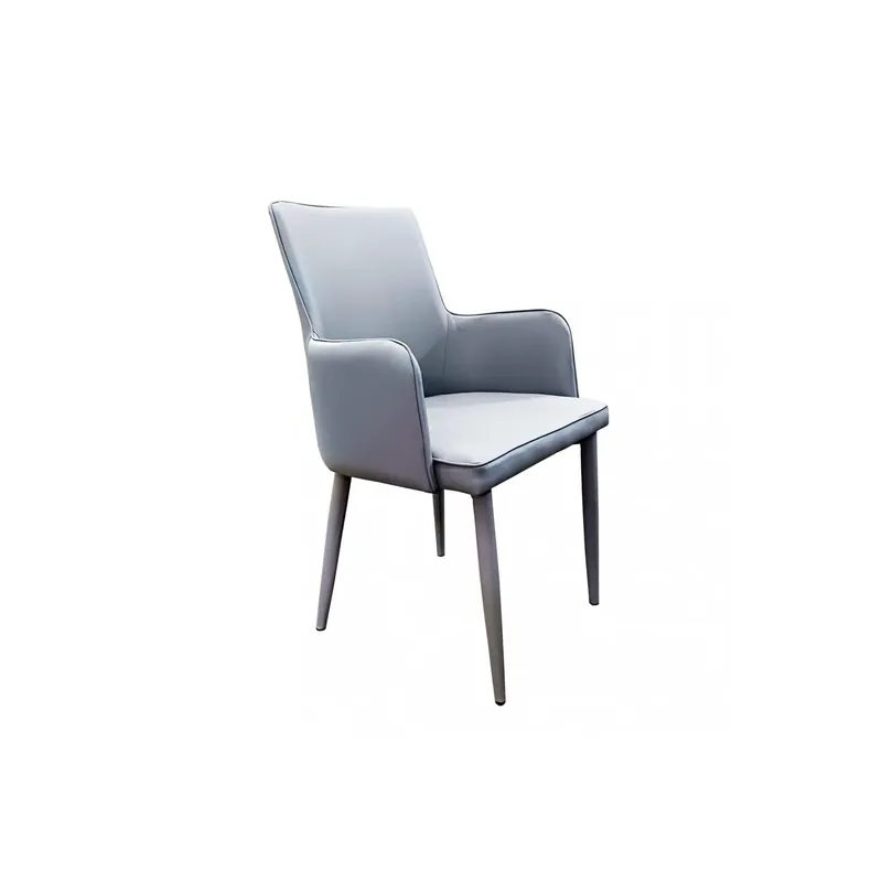 Sedia con braccioli in ecopelle grigio chiaro - Camille Beperkte Voorraad