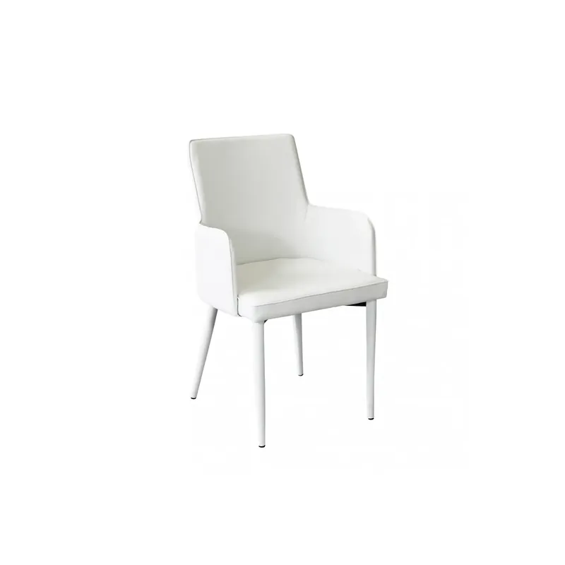 Snelle Levering Sedia con braccioli in ecopelle bianca - Camille