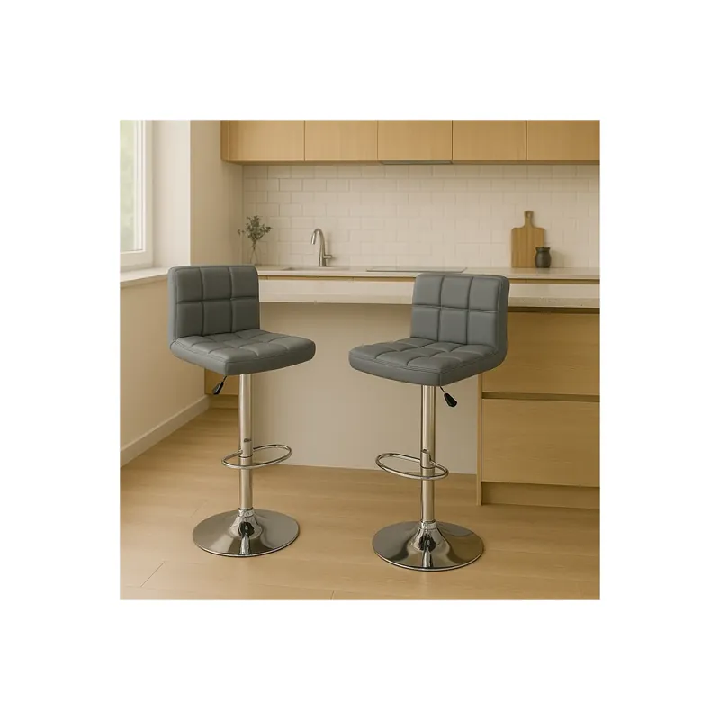 Nu Kopen Sgabello girevole e regolabile in ecopelle grigio 115h cm - ISAAC