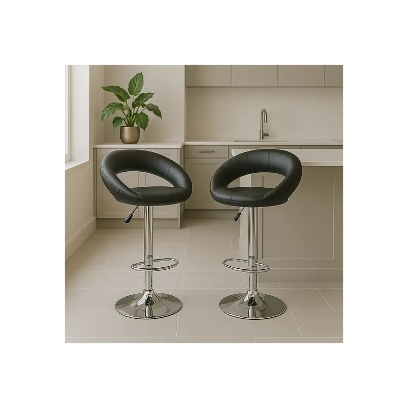 Laatste Versie Sgabello girevole e regolabile in ecopelle nero 102h cm - KENDAL