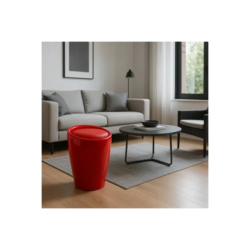 Sgabello pouf 54 cm con cuscino estraibile rosso - CLIFF Direct Beschikbaar